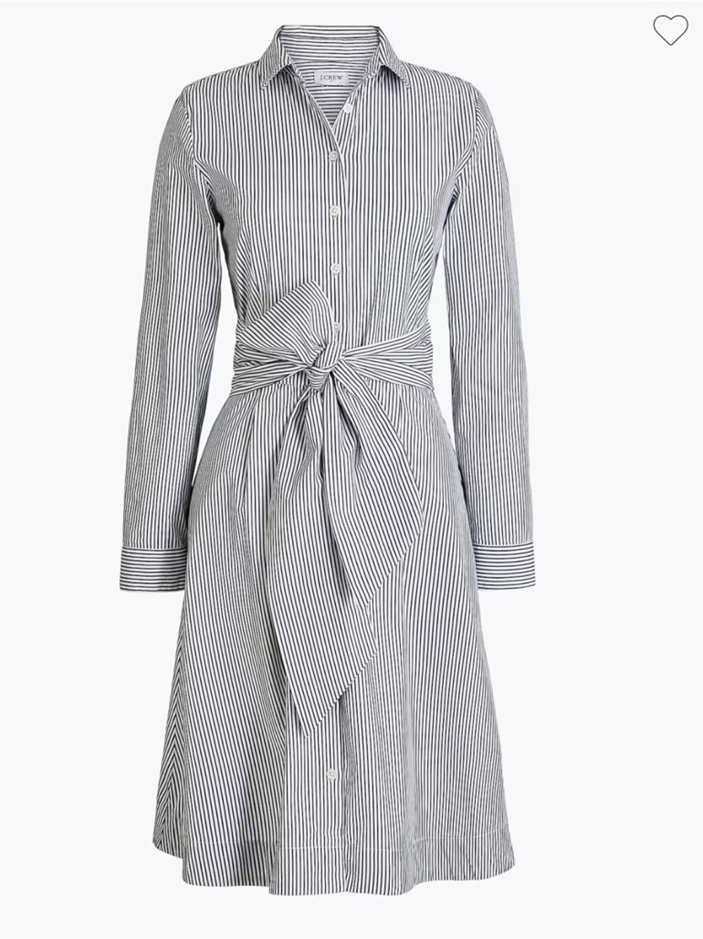 J. Crew Tie-Waist Shirt Dress in Cotton Poplin